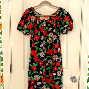 Kate Spade Orange Navy Floral Dress Medium